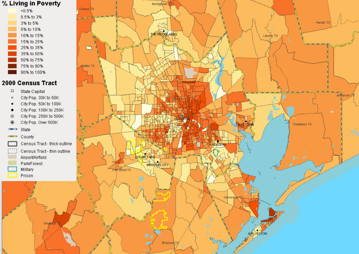 Houston Living dans Poverty carte